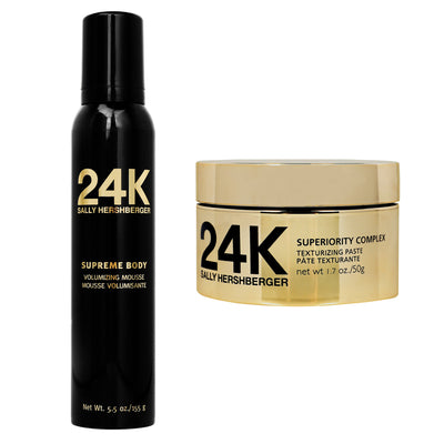 Sally Hershberger 24K Texture and Volume Styling Duo - Texturizing Paste, Volumizing Mousse