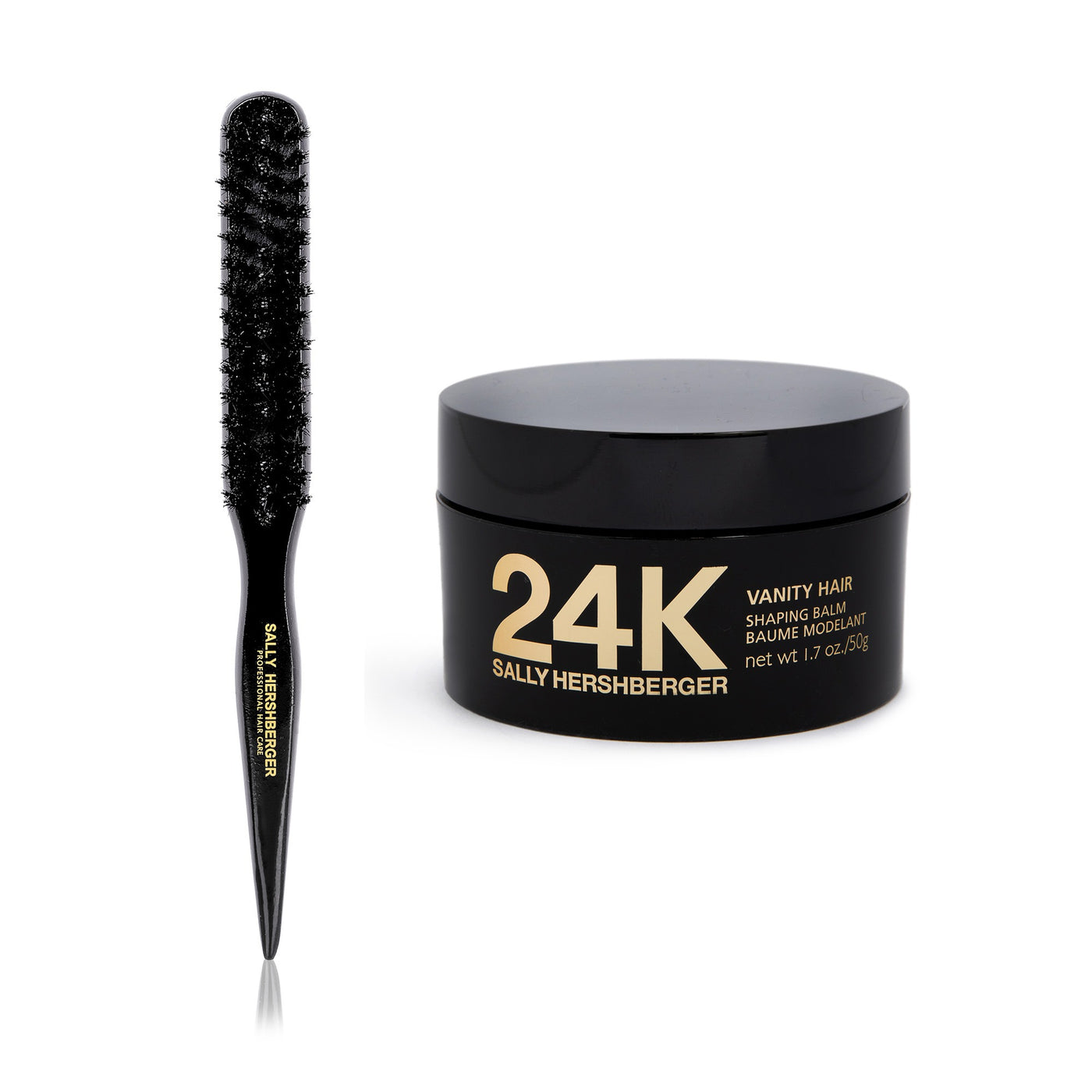 Sally Hershberger 24K Vanity Hair Shaping Balm and Teasing Brush - 2 pc